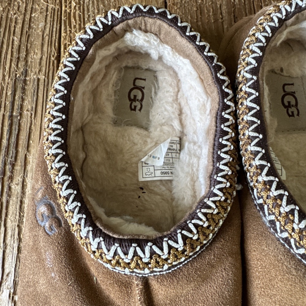 UGG Men's Tasman Slip-On Suede Slippers Clogs Size 8 Chestnut Brown 5950 - Picture 4 of 9